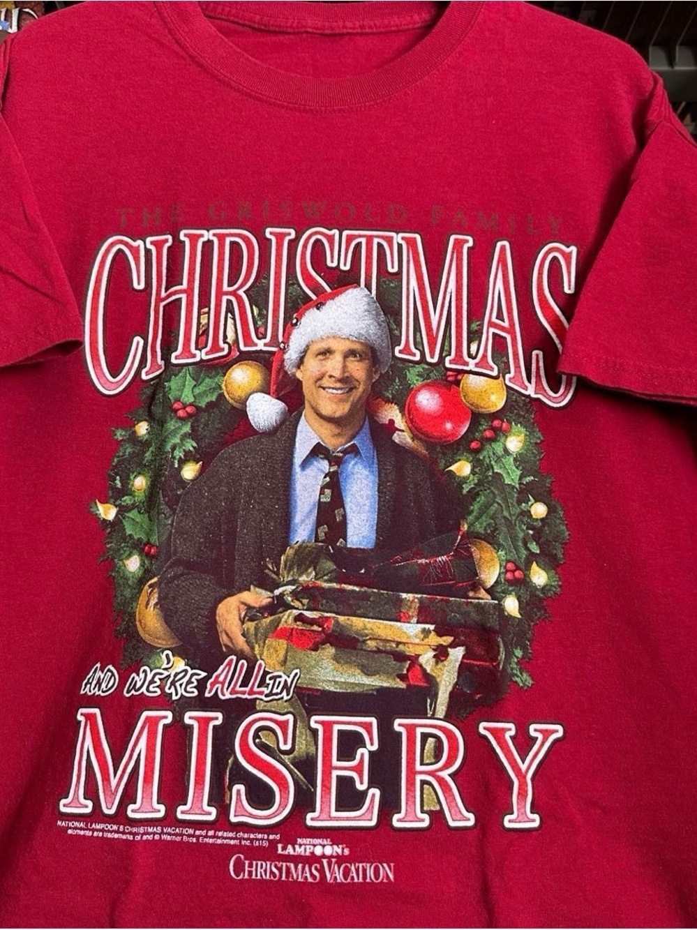 Vintage Chevy Chase Christmas Vacation Graphic Tee - Red Mens large